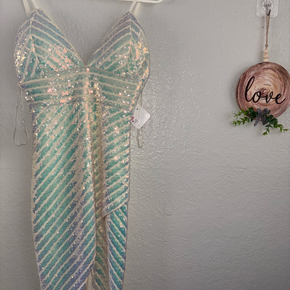 Privy Beige and Multicolor Sequin Dress